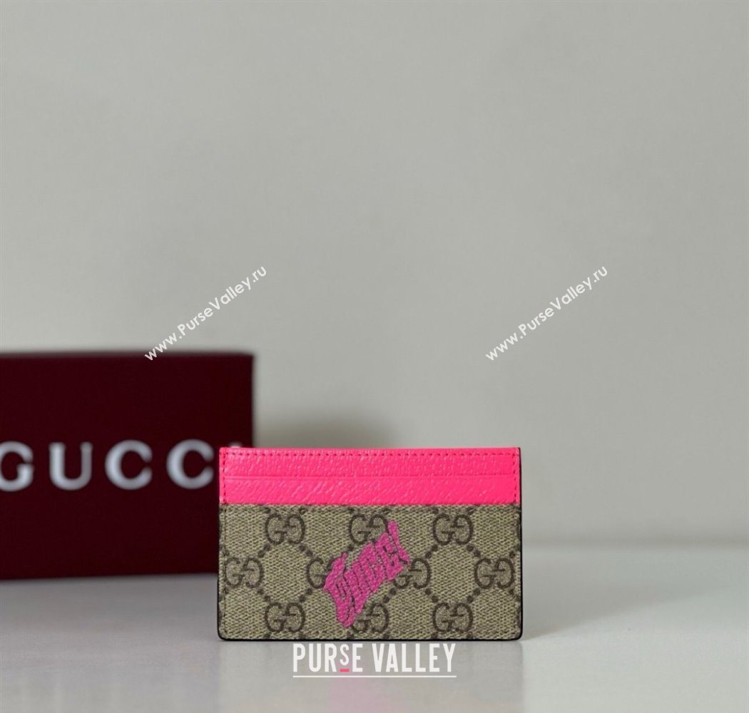 Gucci GG Monogram zip around wallet with print Beige/Bright Pink 2025 835322 (DLH-250701001)