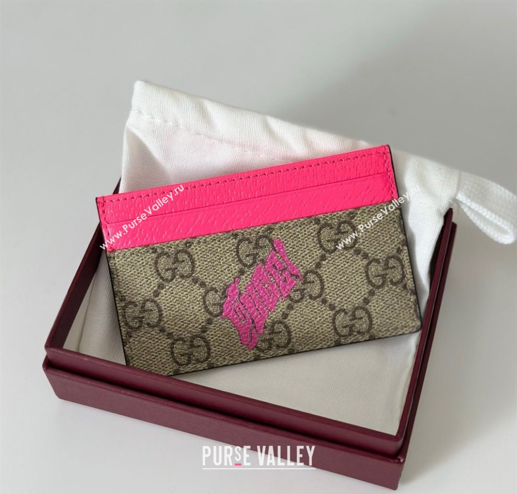 Gucci GG Monogram zip around wallet with print Beige/Bright Pink 2025 835322 (DLH-250701001)