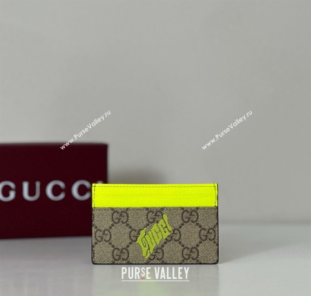 Gucci GG Monogram zip around wallet with print Beige/Acid Green 2025 835322 (DLH-250701002)