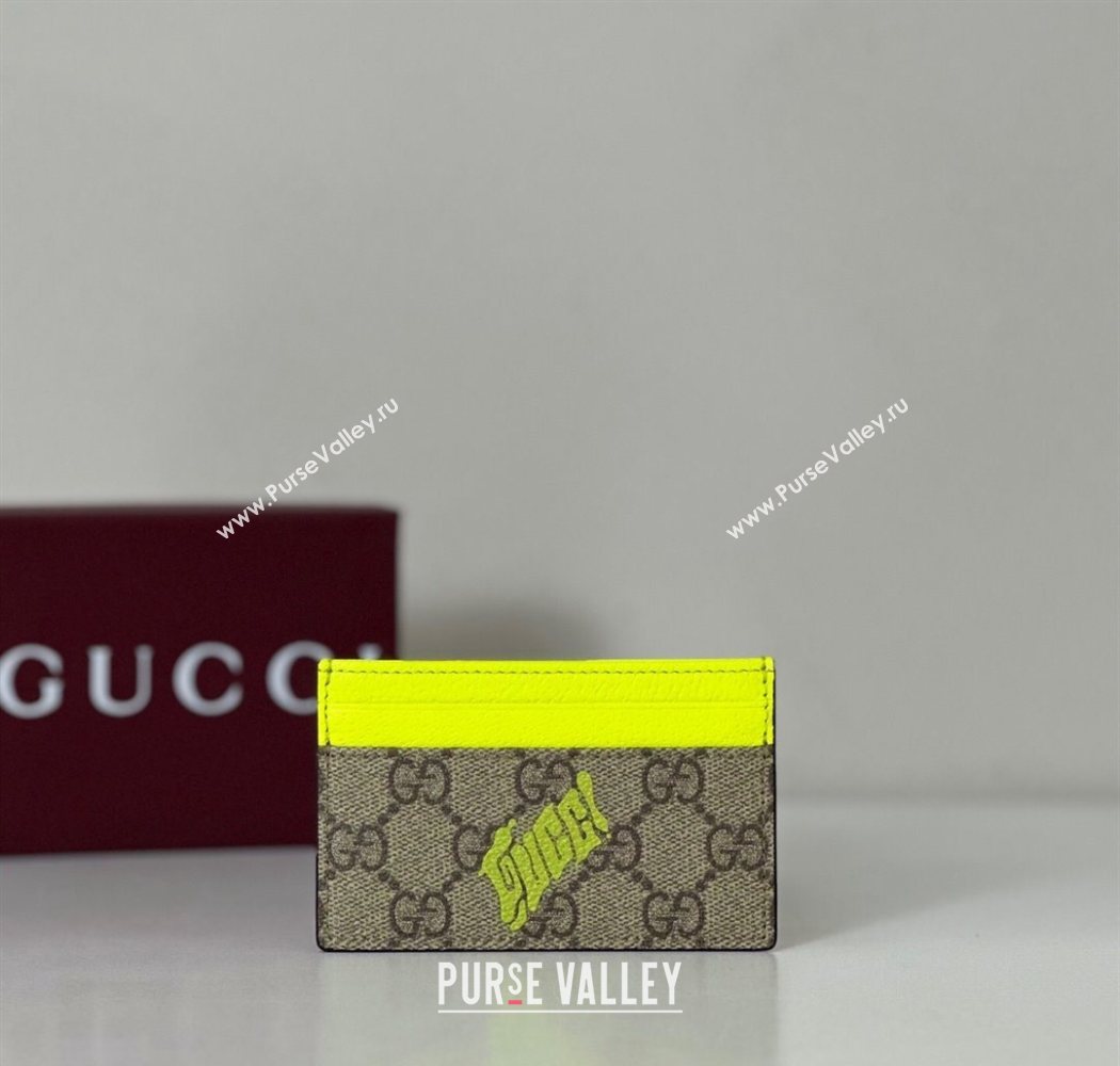 Gucci GG Monogram zip around wallet with print Beige/Acid Green 2025 835322 (DLH-250701002)