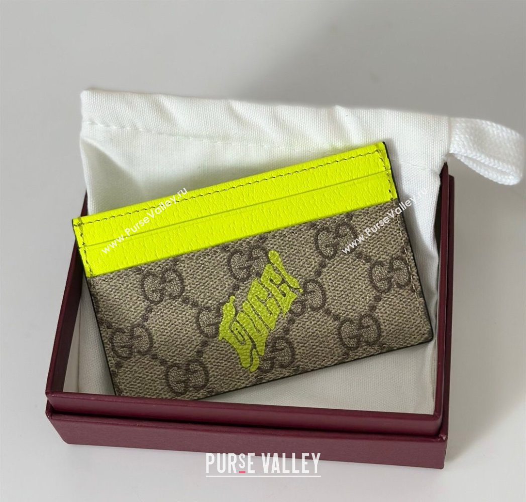 Gucci GG Monogram zip around wallet with print Beige/Acid Green 2025 835322 (DLH-250701002)