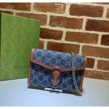Gucci Dionysus GG Denim Chain Wallet 401231 Blue 2025 (DLH-250630079)