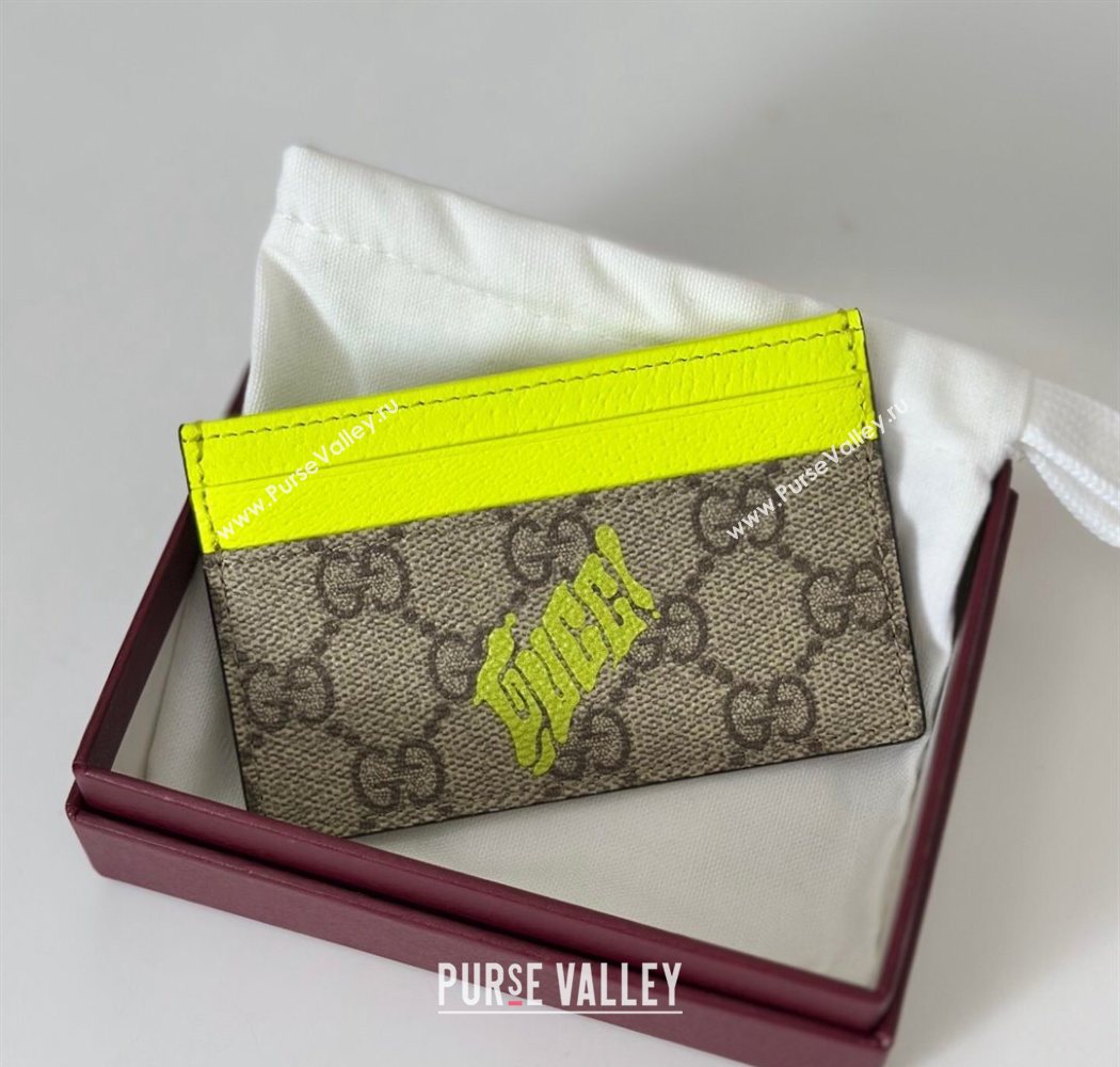 Gucci GG Monogram zip around wallet with print Beige/Acid Green 2025 835322 (DLH-250701002)