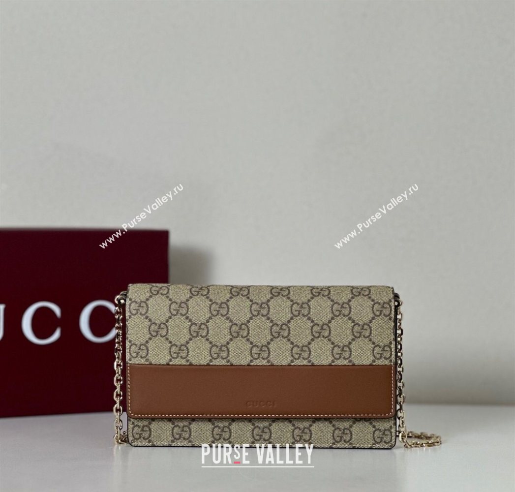 Gucci GG Emblem wallet on chain 838151 Beige/Brown 2025 (DLH-250701016)