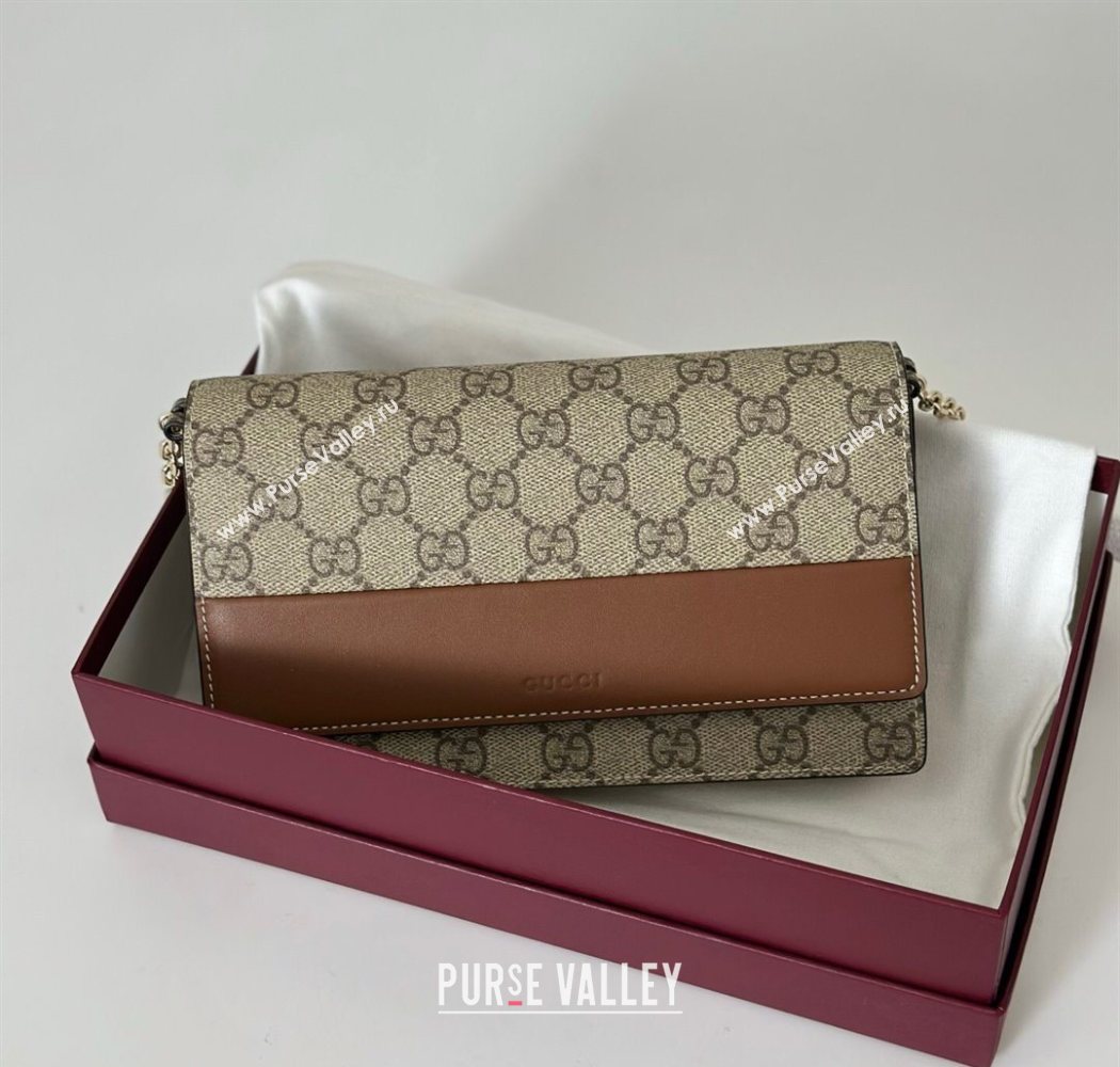 Gucci GG Emblem wallet on chain 838151 Beige/Brown 2025 (DLH-250701016)