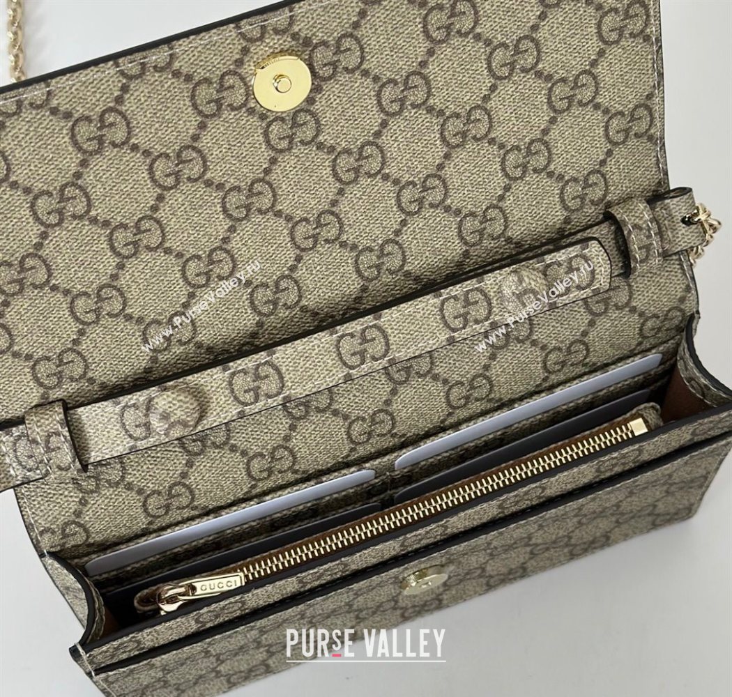 Gucci GG Emblem wallet on chain 838151 Beige/Brown 2025 (DLH-250701016)