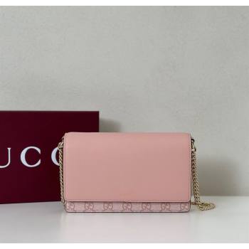 Gucci GG Emblem wallet on chain Light Pink 2025 826720 (DLH-250701017)