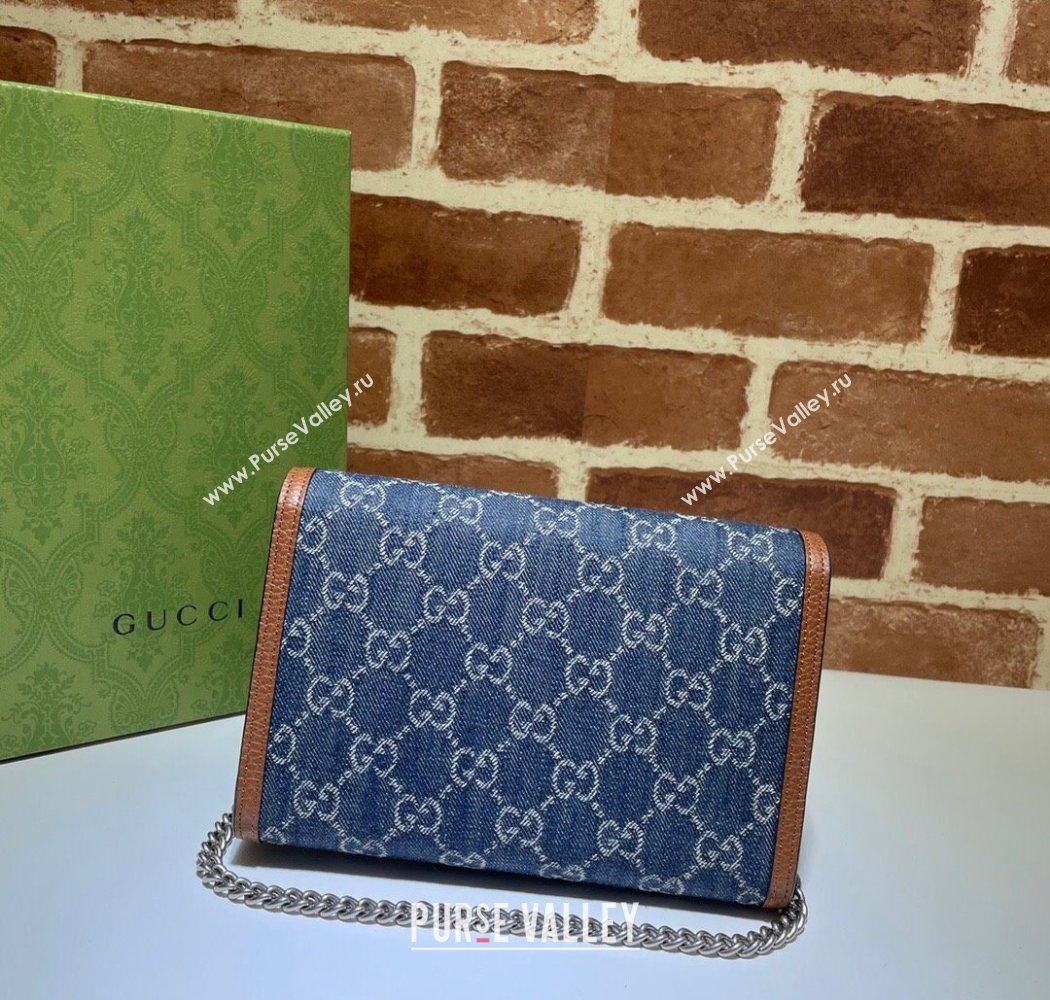 Gucci Dionysus GG Denim Chain Wallet 401231 Blue 2025 (DLH-250630079)