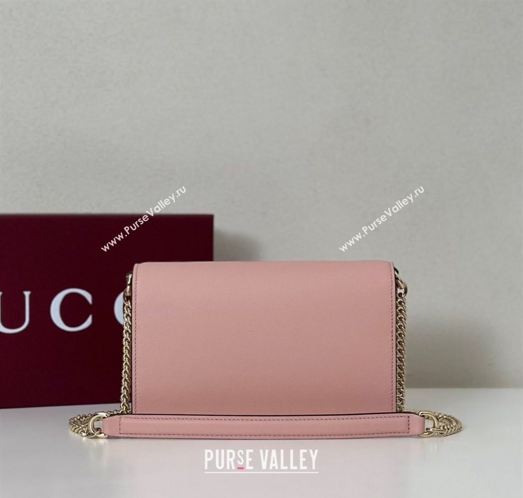 Gucci GG Emblem wallet on chain Light Pink 2025 826720 (DLH-250701017)