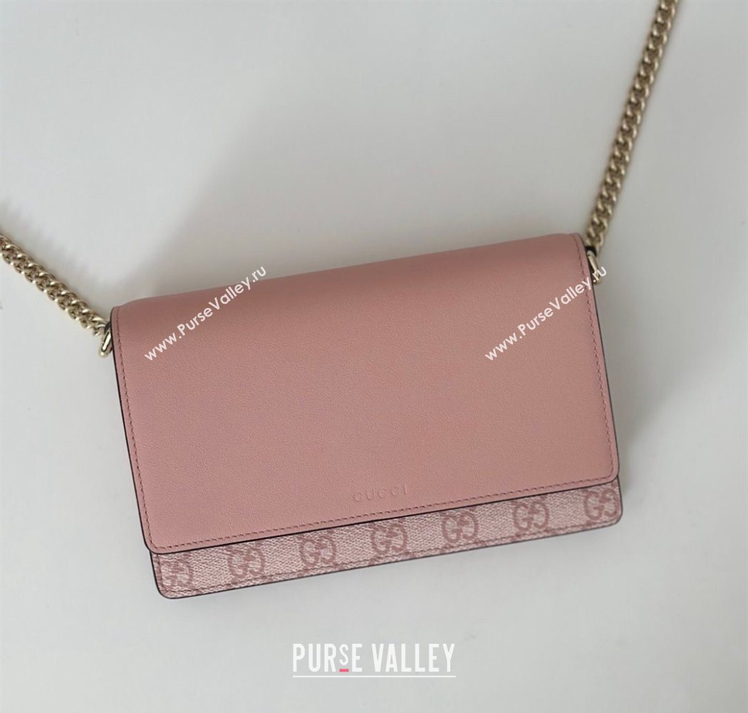 Gucci GG Emblem wallet on chain Light Pink 2025 826720 (DLH-250701017)
