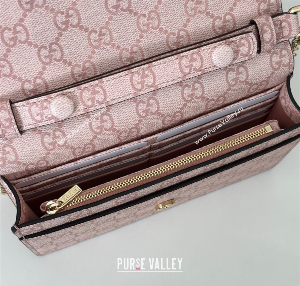Gucci GG Emblem wallet on chain Light Pink 2025 826720 (DLH-250701017)