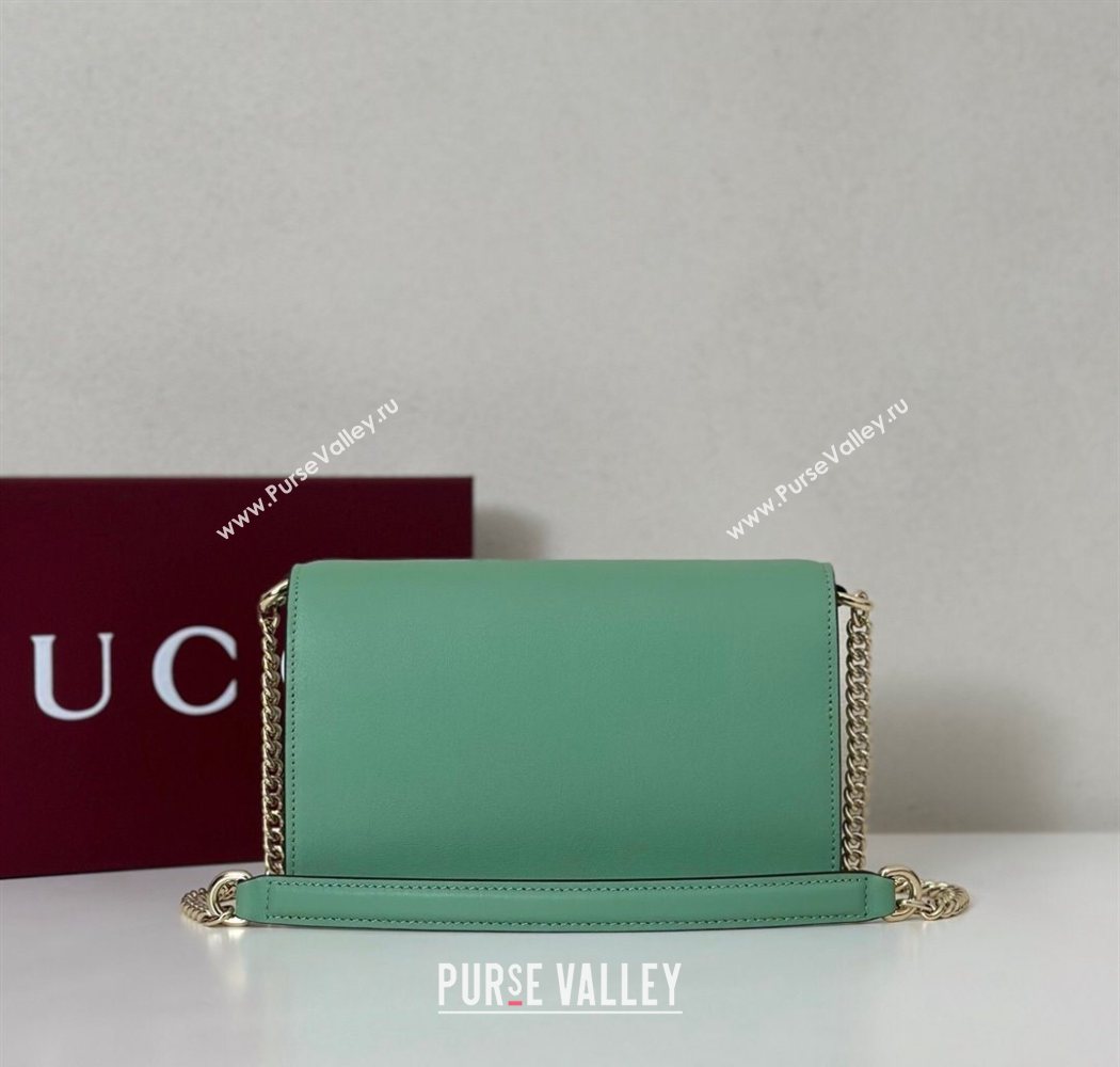 Gucci GG Emblem wallet on chain Sage Green 2025 826720 (DLH-250701018)