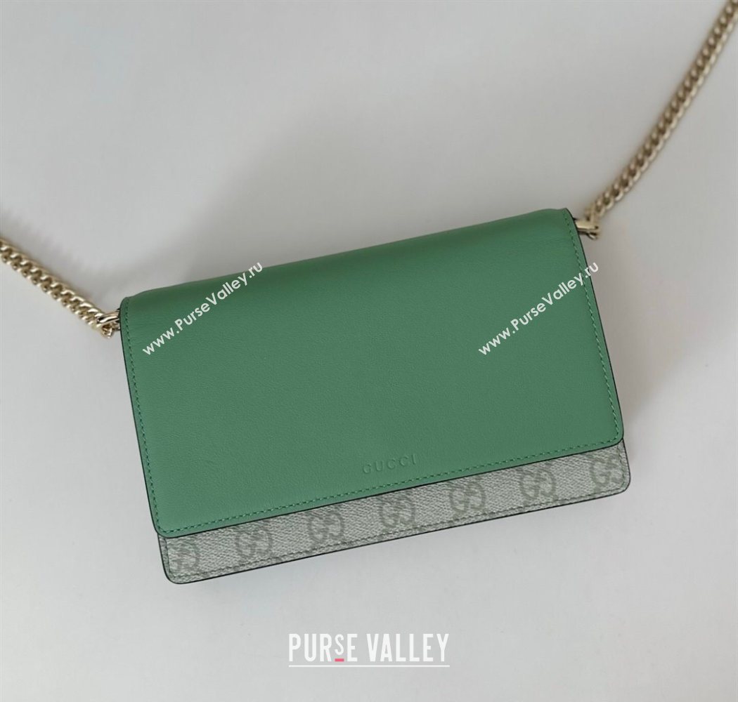 Gucci GG Emblem wallet on chain Sage Green 2025 826720 (DLH-250701018)