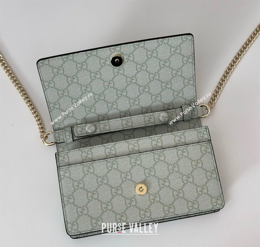 Gucci GG Emblem wallet on chain Sage Green 2025 826720 (DLH-250701018)