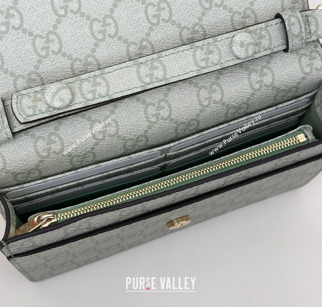 Gucci GG Emblem wallet on chain Sage Green 2025 826720 (DLH-250701018)
