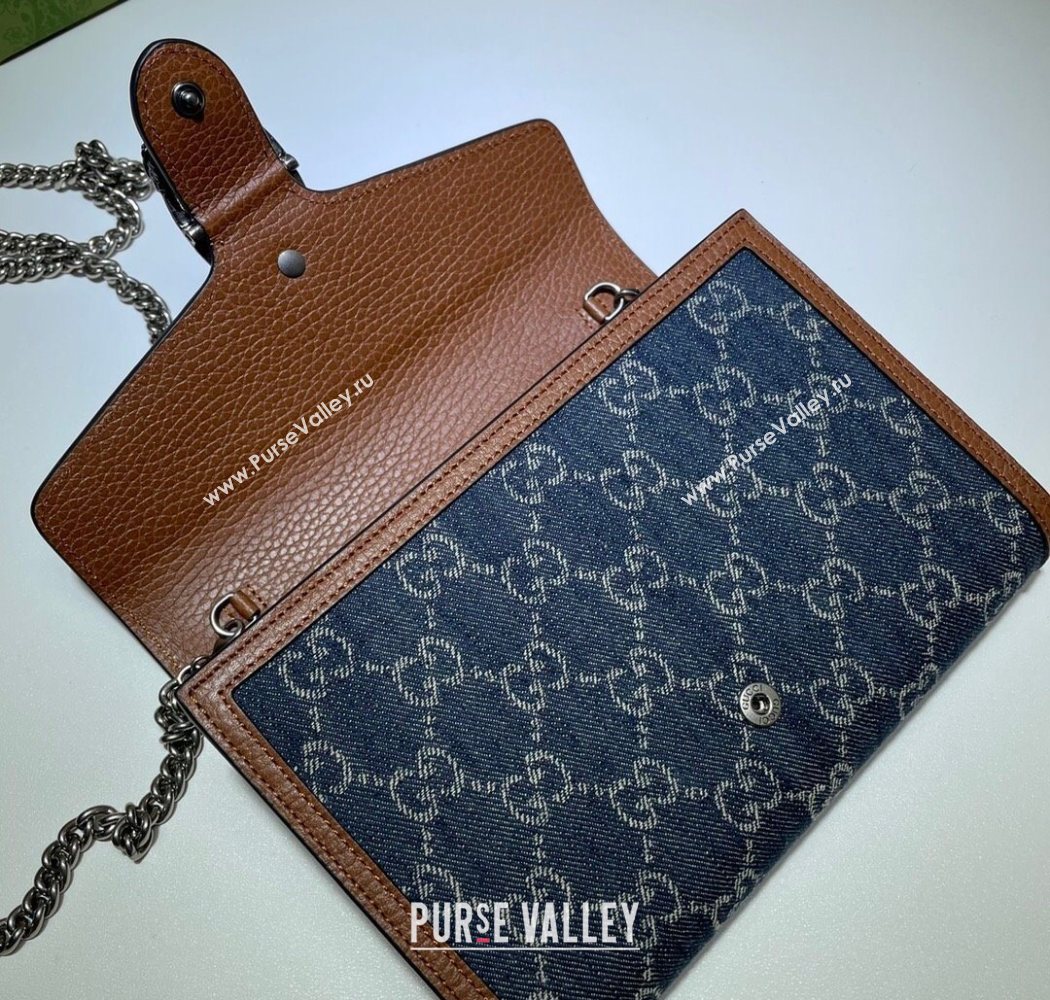 Gucci Dionysus GG Denim Chain Wallet 401231 Blue 2025 (DLH-250630079)