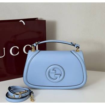 Gucci Blondie Leather Large Top Handle Bag 815716 Light Blue 2025 (DLH-250701022)