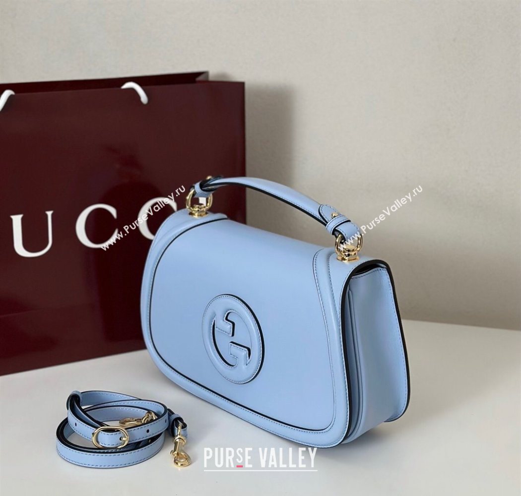 Gucci Blondie Leather Large Top Handle Bag 815716 Light Blue 2025 (DLH-250701022)