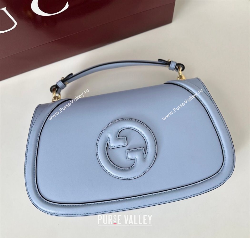 Gucci Blondie Leather Large Top Handle Bag 815716 Light Blue 2025 (DLH-250701022)
