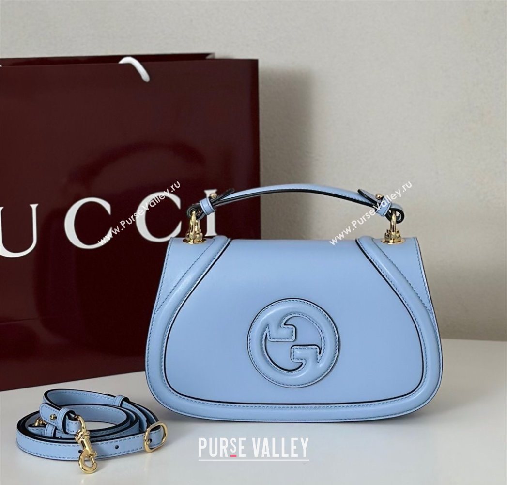 Gucci Blondie leather medium top handle bag Light Blue 2025 815714 (DLH-250701020)