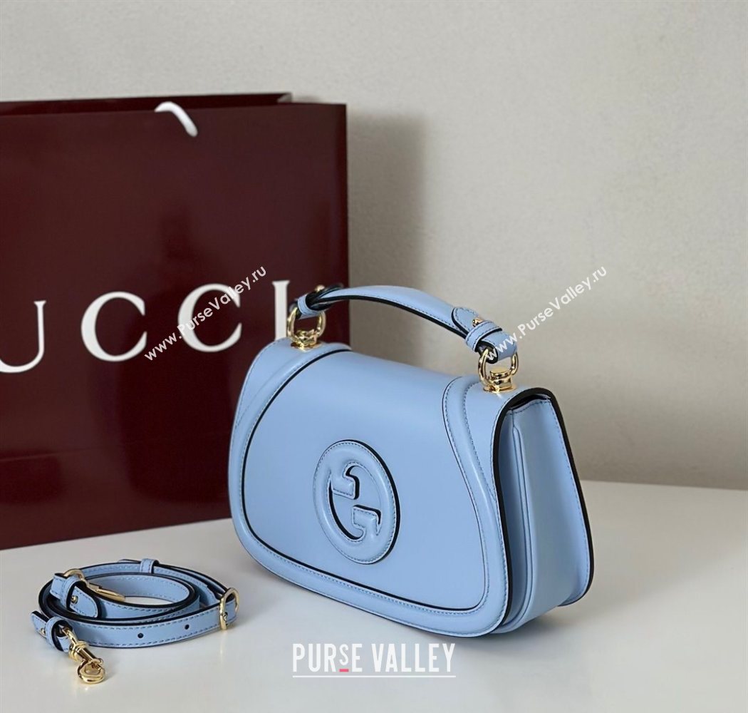Gucci Blondie leather medium top handle bag Light Blue 2025 815714 (DLH-250701020)