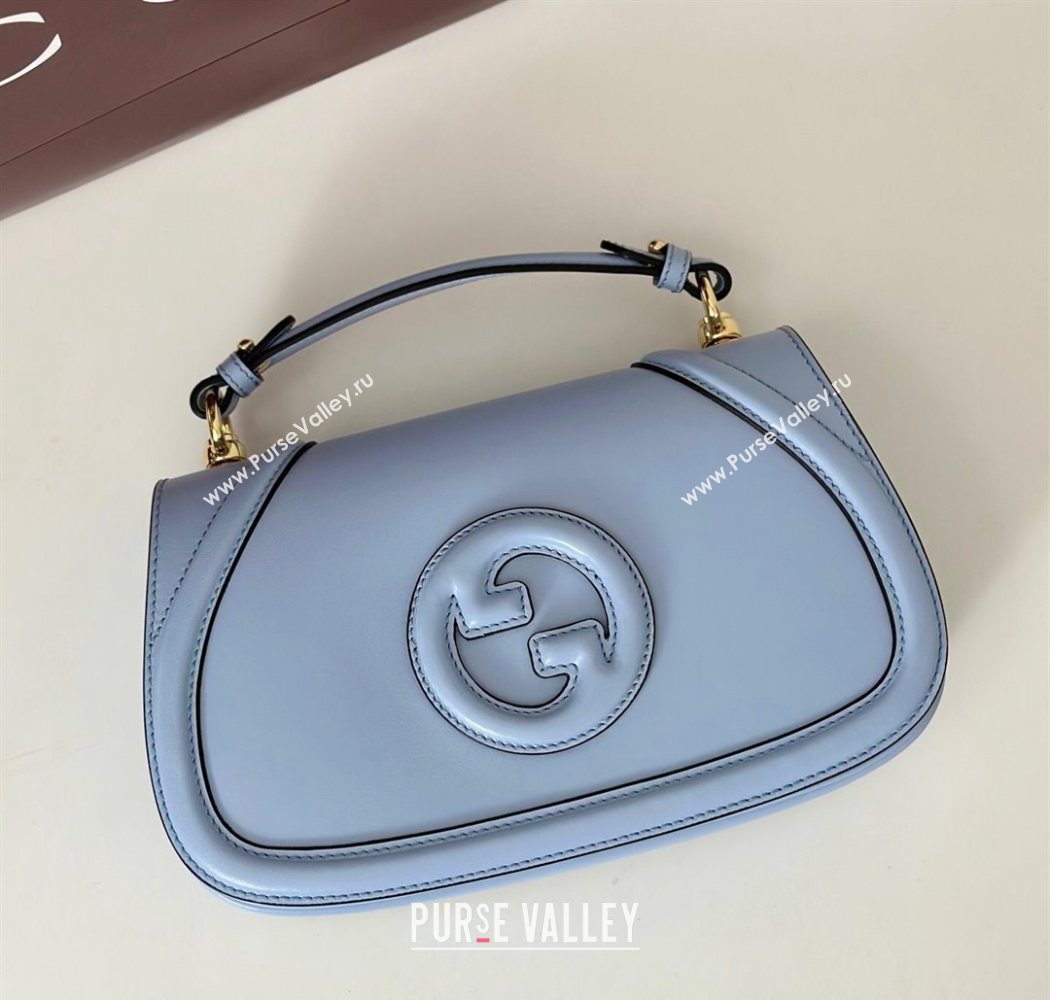 Gucci Blondie leather medium top handle bag Light Blue 2025 815714 (DLH-250701020)
