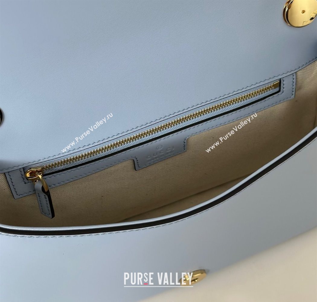 Gucci Blondie leather medium top handle bag Light Blue 2025 815714 (DLH-250701020)