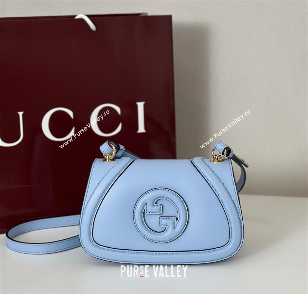 Gucci Blondie Small Shoulder bag in Smooth Leather 815700 Light Blue 2025 (DLH-250701024)
