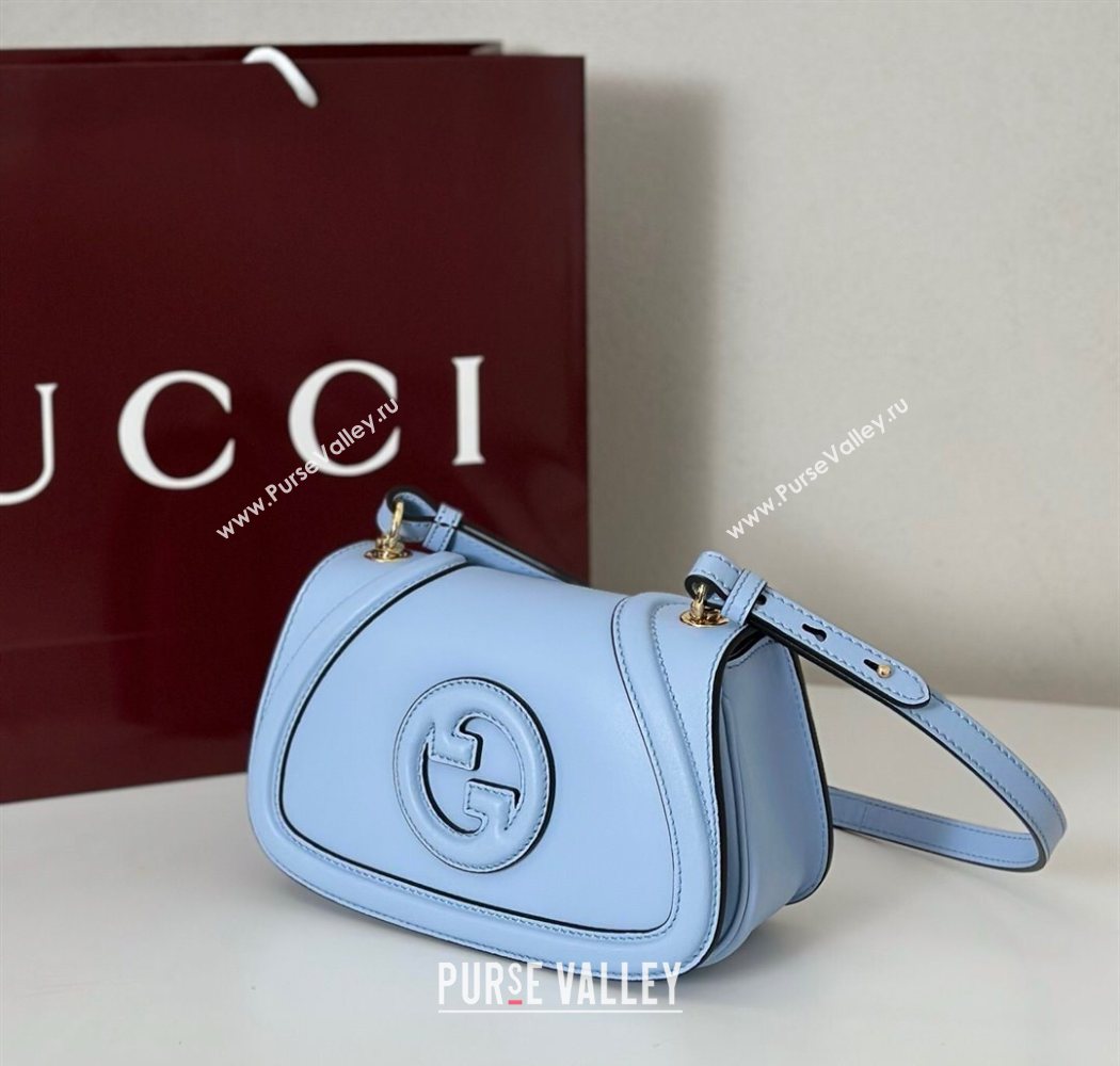 Gucci Blondie Small Shoulder bag in Smooth Leather 815700 Light Blue 2025 (DLH-250701024)
