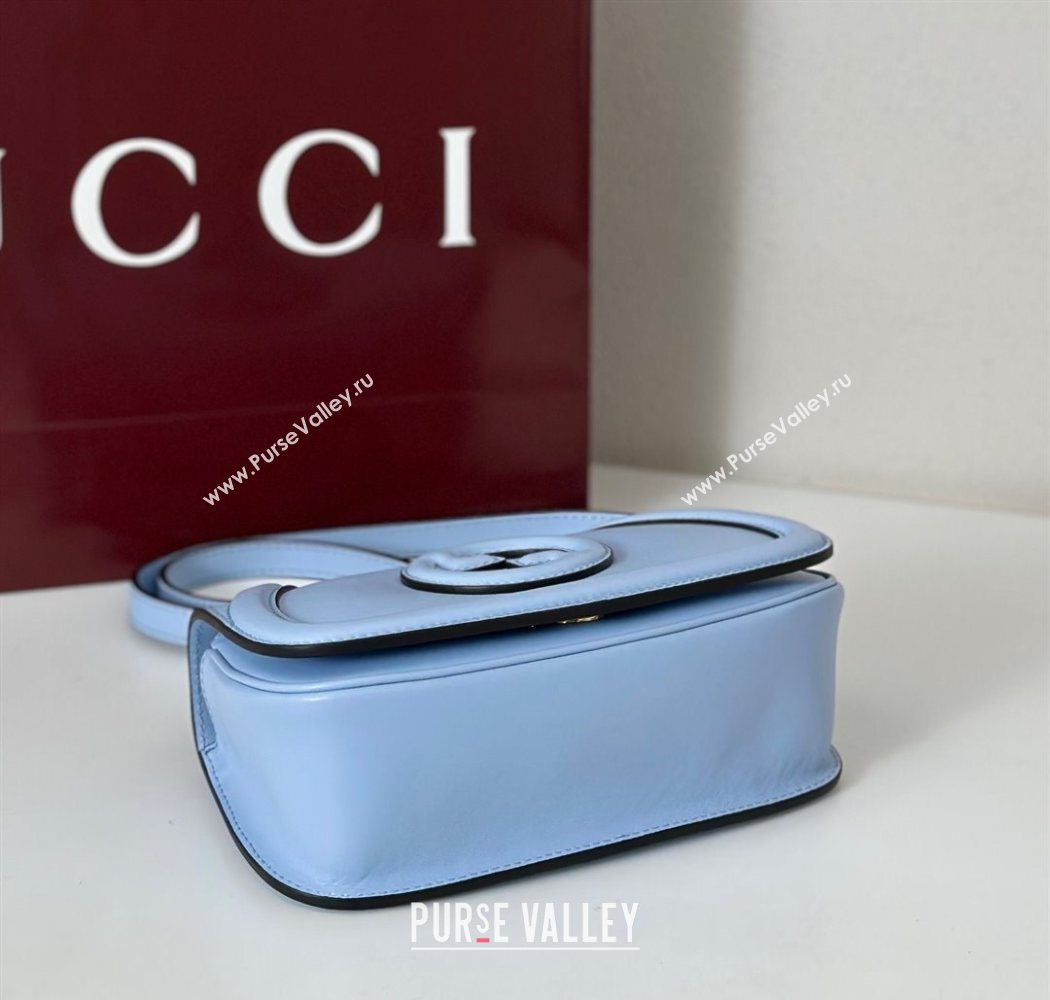 Gucci Blondie Small Shoulder bag in Smooth Leather 815700 Light Blue 2025 (DLH-250701024)