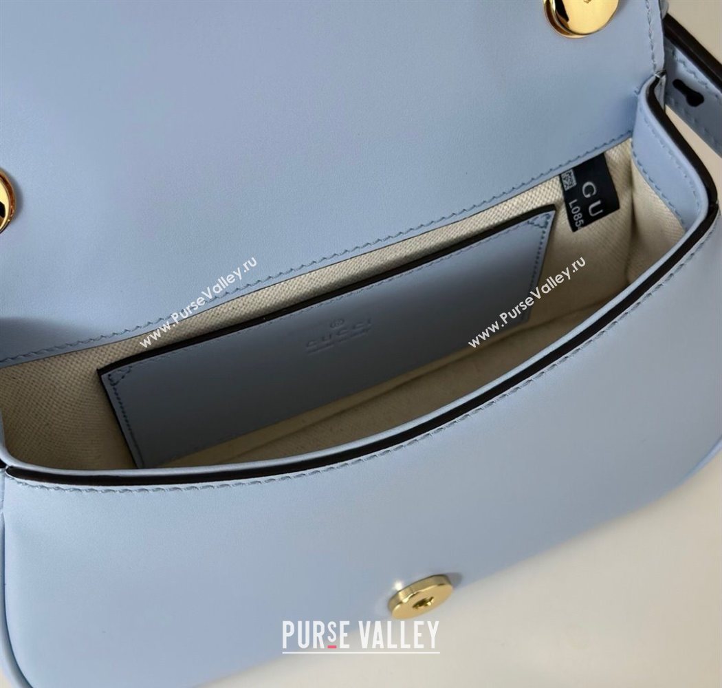 Gucci Blondie Small Shoulder bag in Smooth Leather 815700 Light Blue 2025 (DLH-250701024)