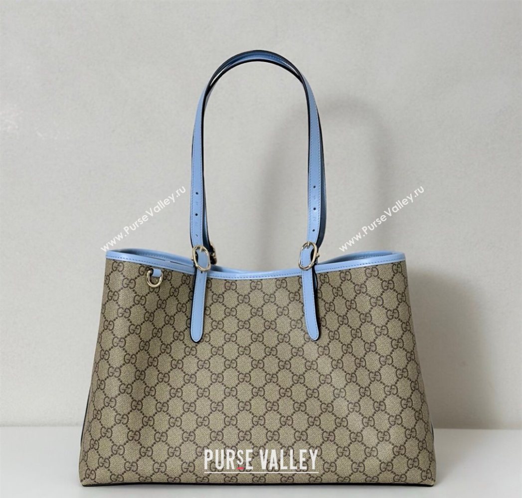 Gucci GG Canvas Emblem Large Tote bag 815213 Beige/Blue 2025 (DLH-250630072)