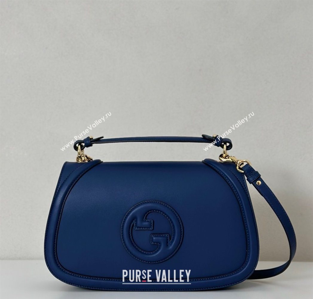 Gucci Blondie Leather Large Top Handle Bag 815716 Dark Blue 2025 (DLH-250701023)