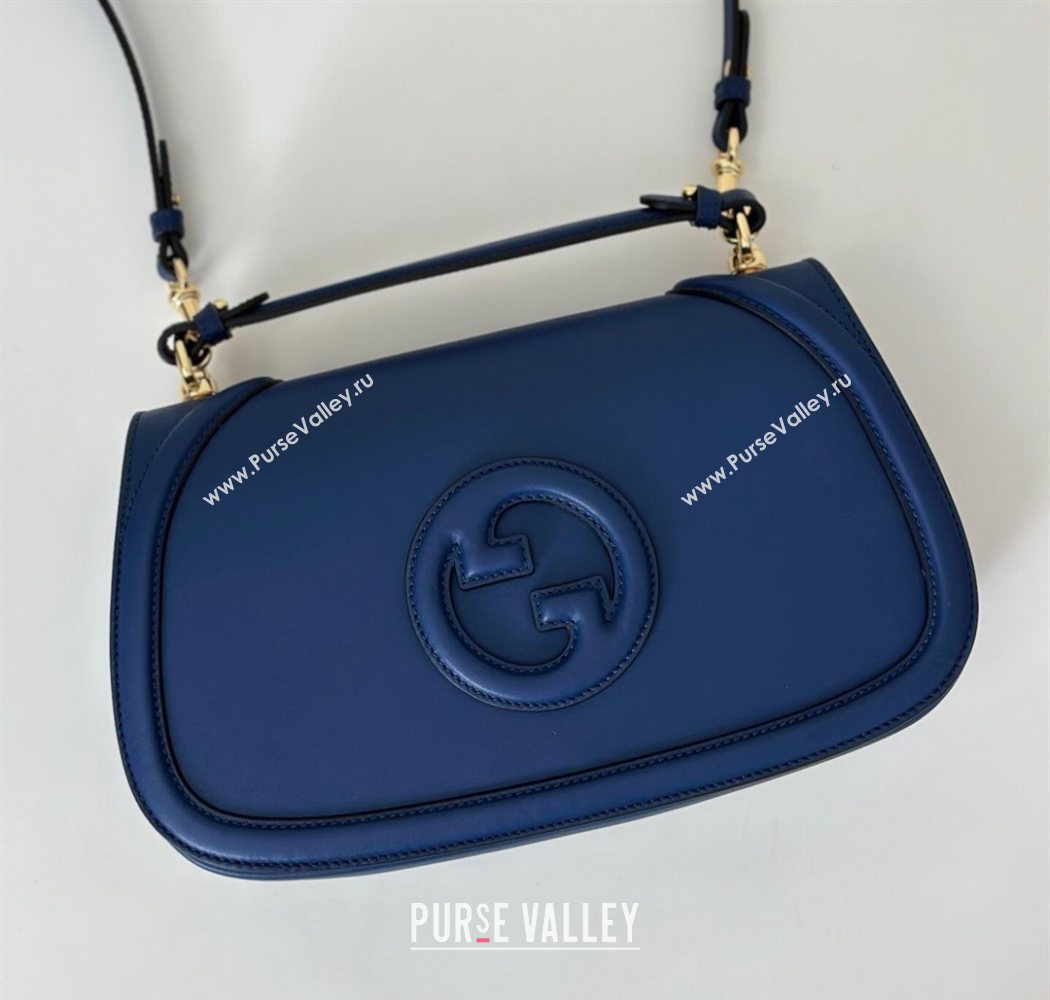 Gucci Blondie Leather Large Top Handle Bag 815716 Dark Blue 2025 (DLH-250701023)