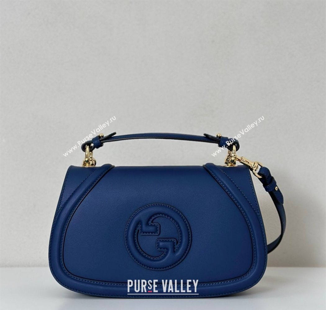 Gucci Blondie leather medium top handle bag Dark Blue 2025 815714 (DLH-250701021)