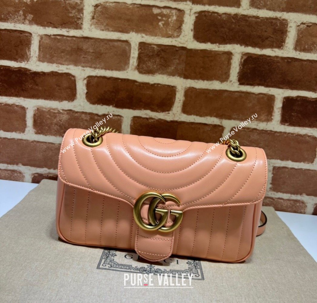 Gucci GG Marmont Geometric Leather Small Shoulder Bag 443497 Sunset Orange 2025 (DLH-250630048)