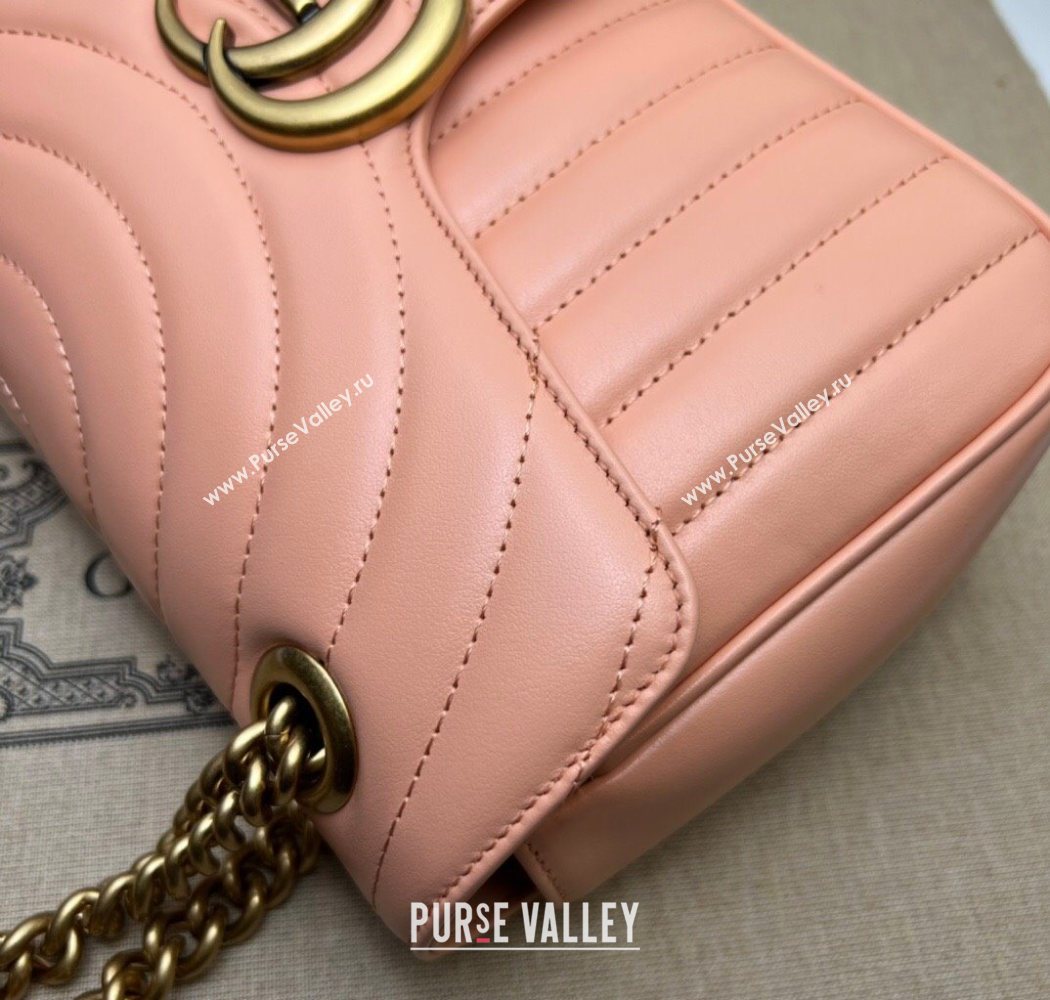 Gucci GG Marmont Geometric Leather Small Shoulder Bag 443497 Sunset Orange 2025 (DLH-250630048)