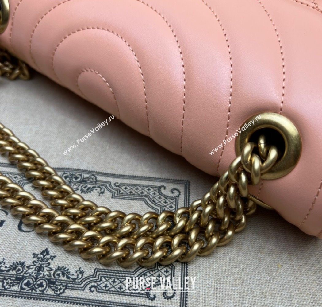 Gucci GG Marmont Geometric Leather Small Shoulder Bag 443497 Sunset Orange 2025 (DLH-250630048)