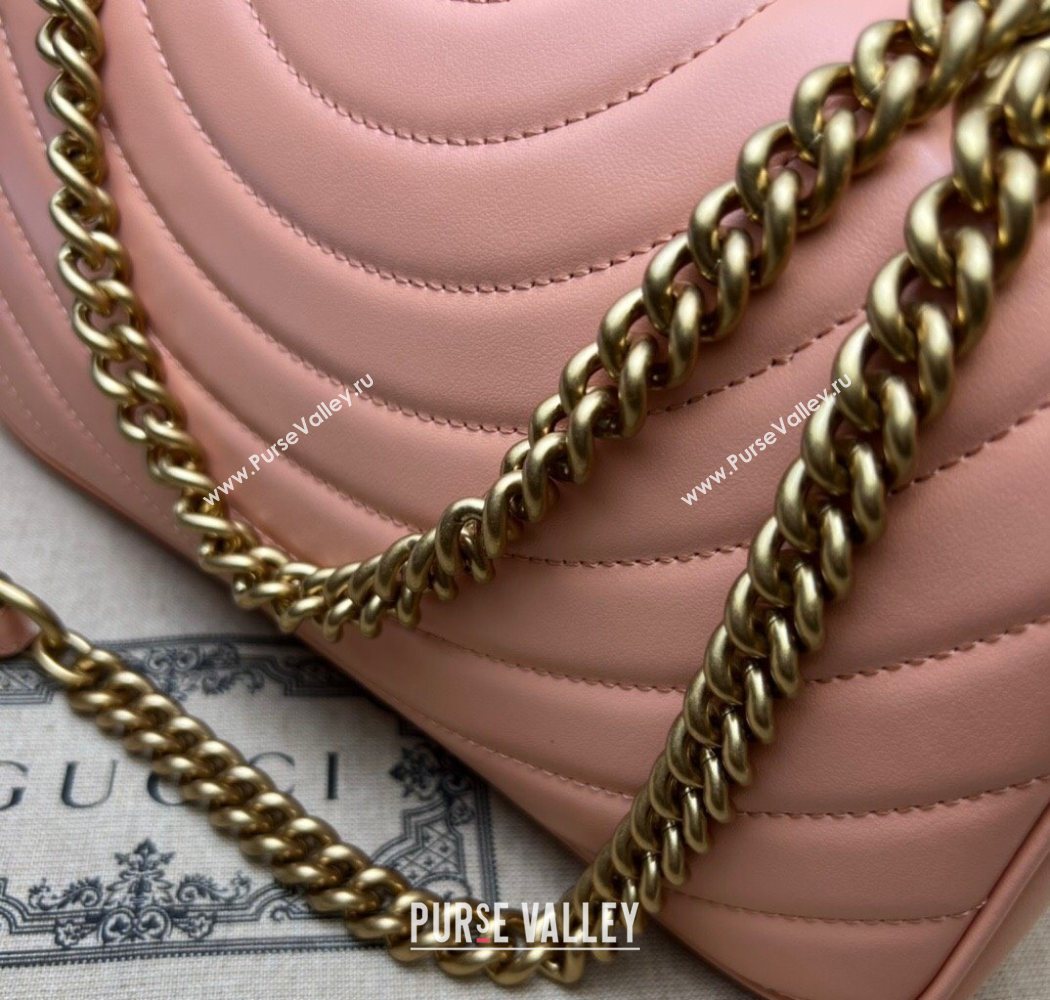 Gucci GG Marmont Geometric Leather Small Shoulder Bag 443497 Sunset Orange 2025 (DLH-250630048)