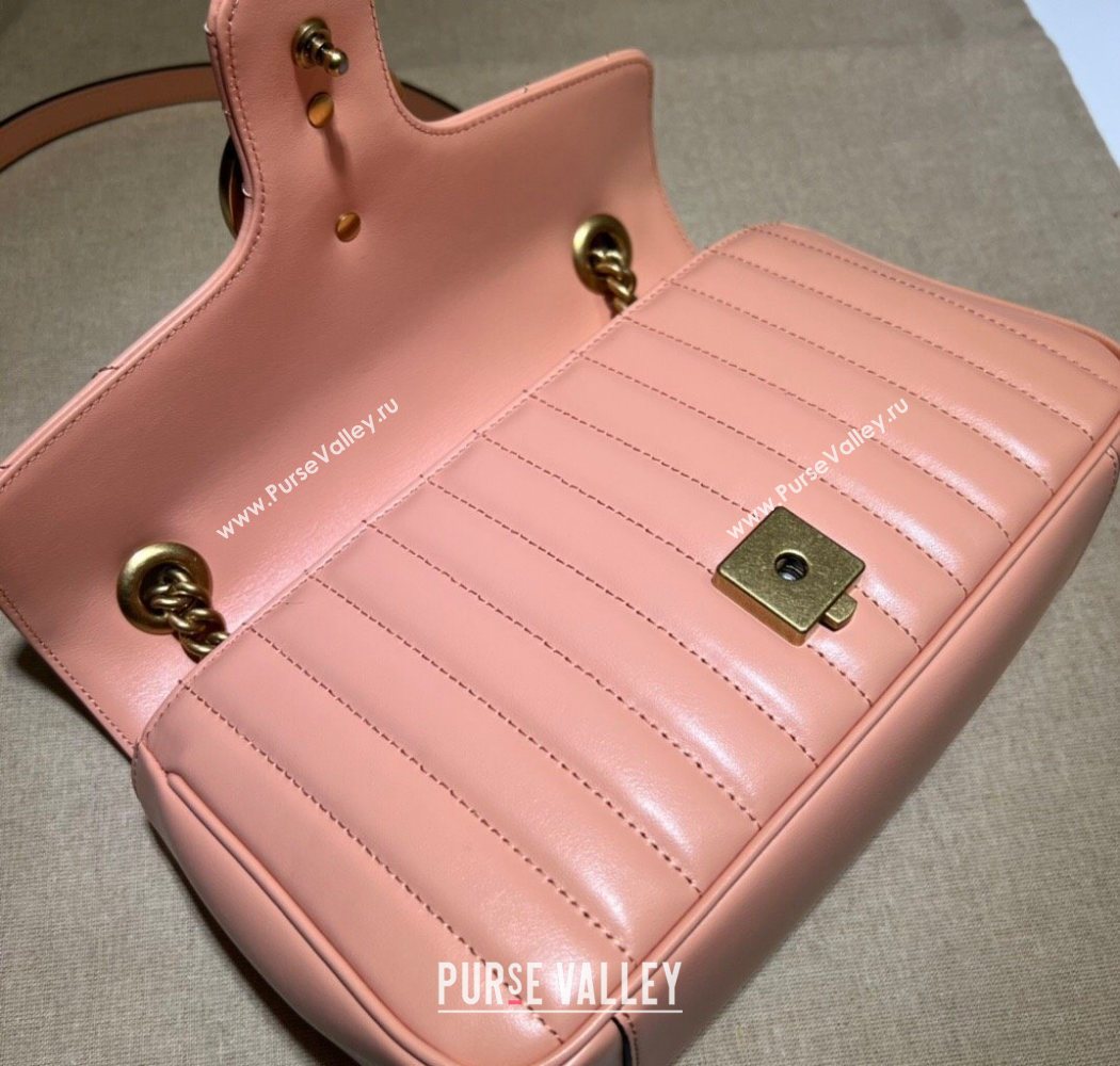 Gucci GG Marmont Geometric Leather Small Shoulder Bag 443497 Sunset Orange 2025 (DLH-250630048)