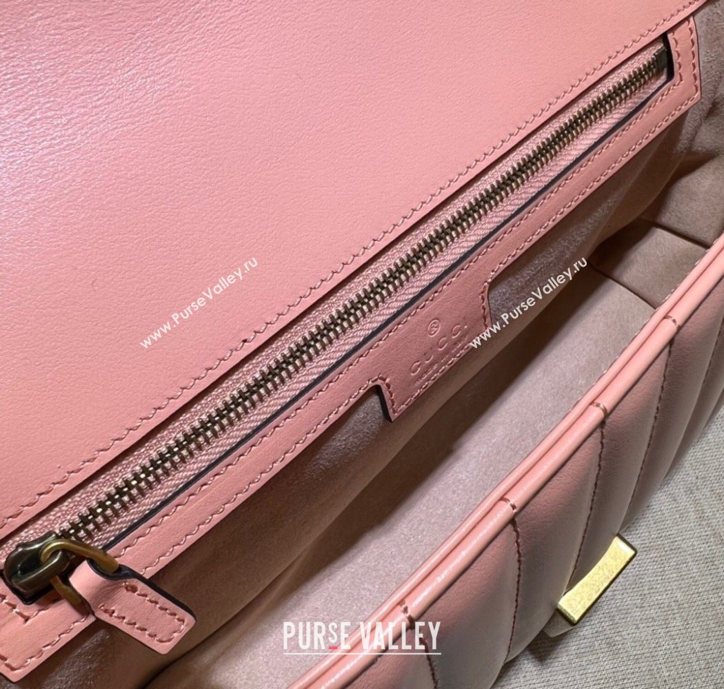 Gucci GG Marmont Geometric Leather Small Shoulder Bag 443497 Sunset Orange 2025 (DLH-250630048)