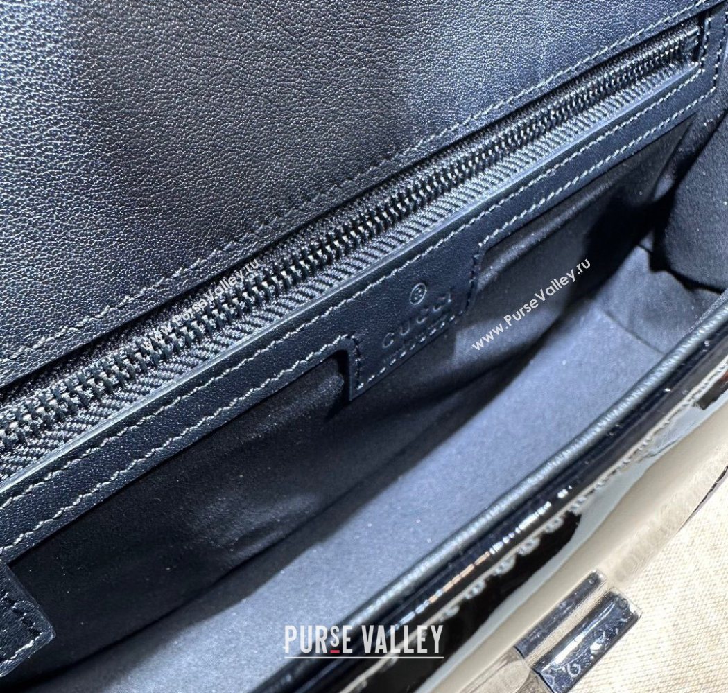 Gucci GG Marmont Patent Leather Small Shoulder Bag 443497 All Black 2025 (DLH-250630049)
