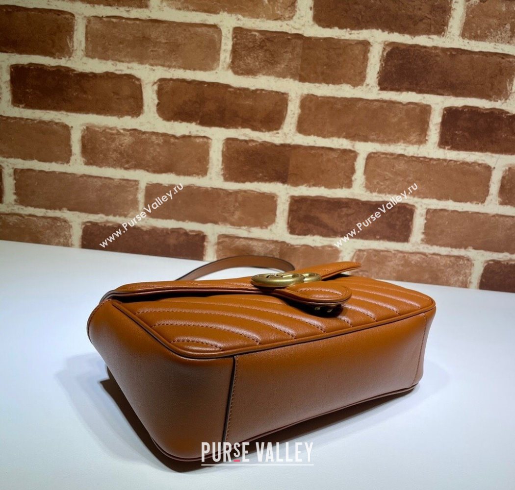 Gucci GG Marmont Diagonal Leather Small Shoulder Bag 443497 Brown 2025 (DLH-250630050)