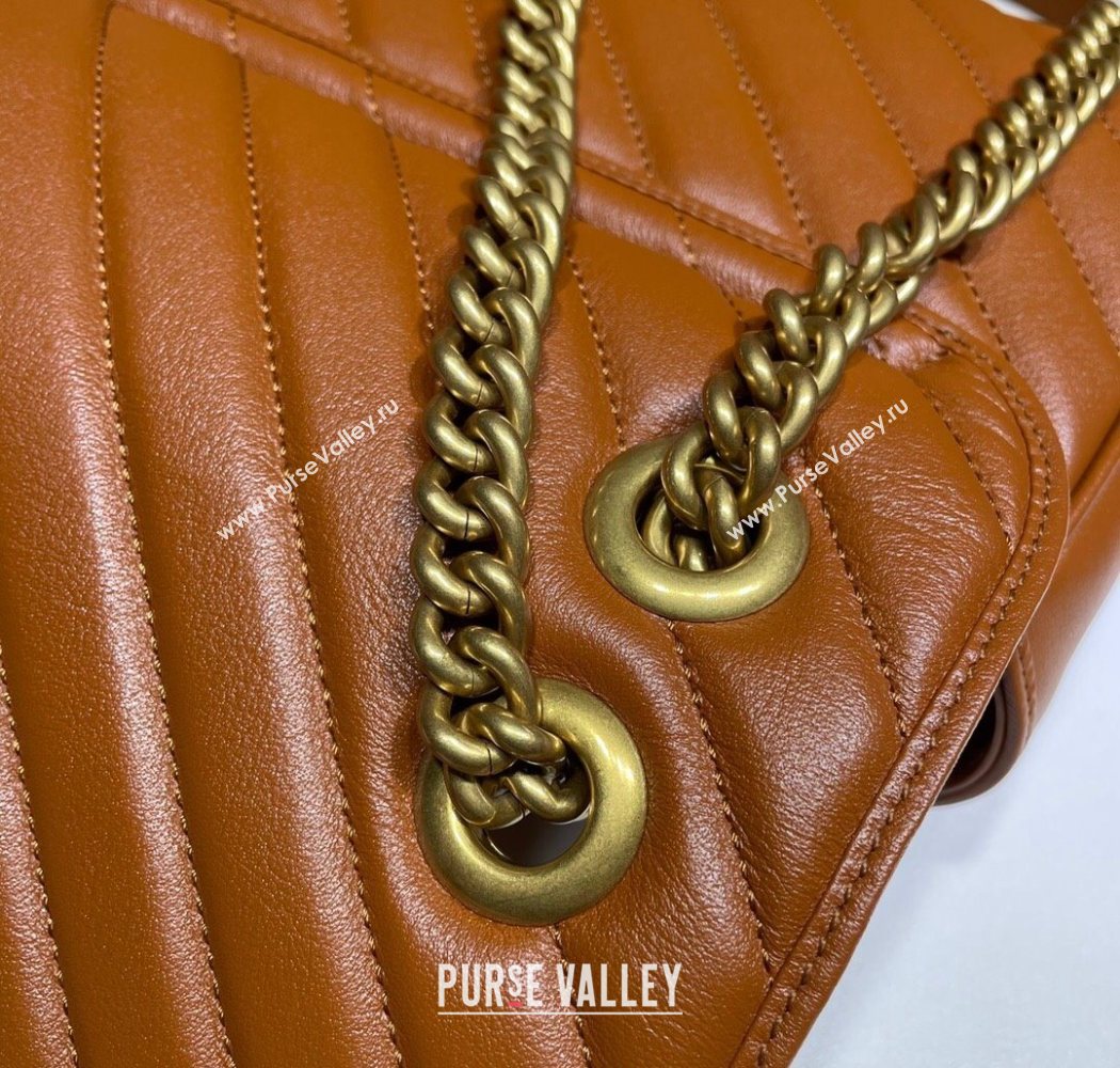 Gucci GG Marmont Diagonal Leather Small Shoulder Bag 443497 Brown 2025 (DLH-250630050)