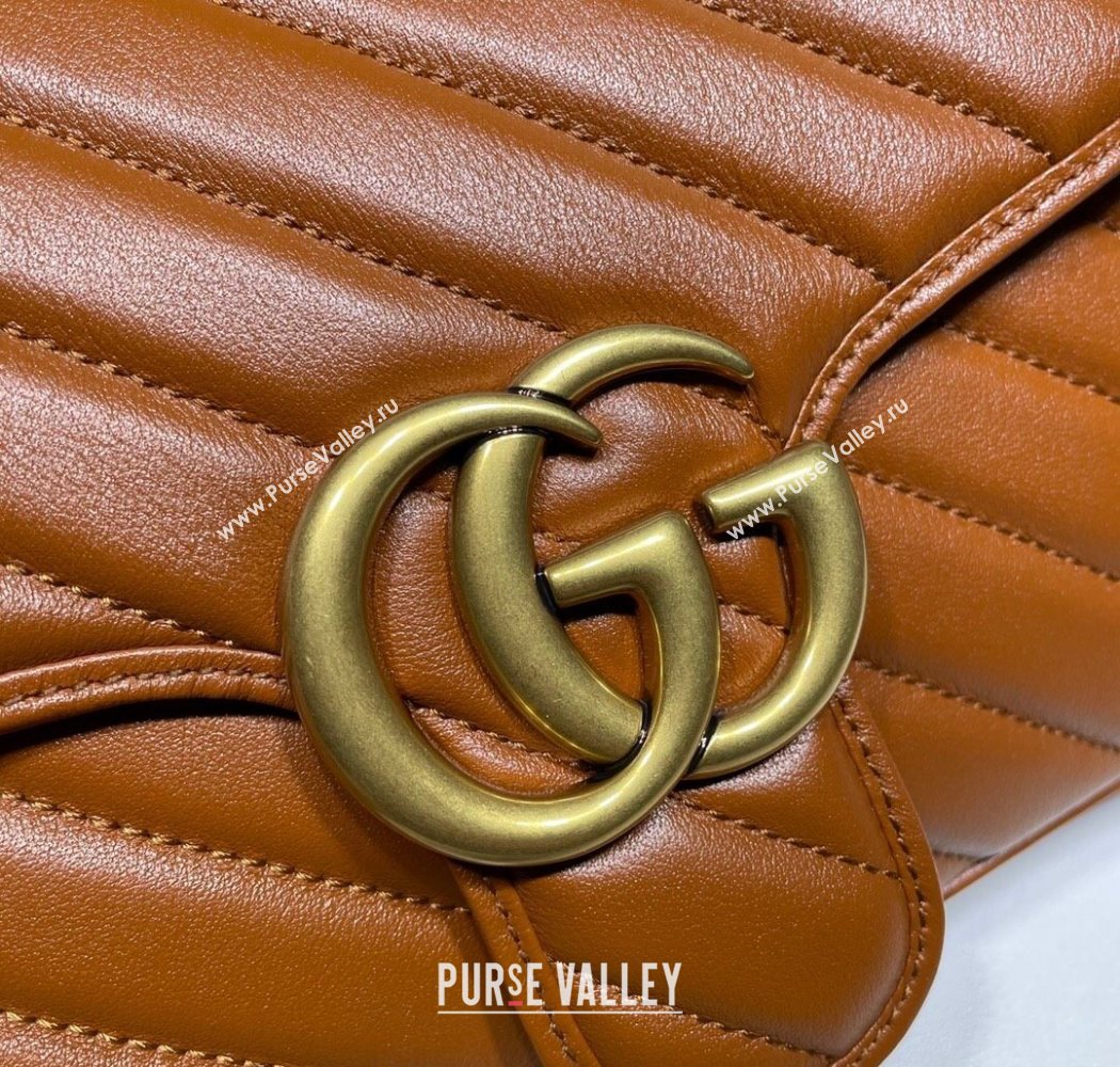Gucci GG Marmont Diagonal Leather Small Shoulder Bag 443497 Brown 2025 (DLH-250630050)