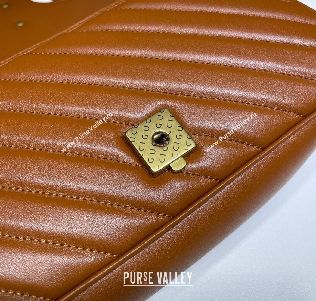 Gucci GG Marmont Diagonal Leather Small Shoulder Bag 443497 Brown 2025 (DLH-250630050)
