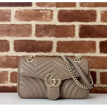 Gucci GG Marmont Matelasse Leather Small Shoulder Bag 443497 Taupe Grey 2025 (DLH-250630051)