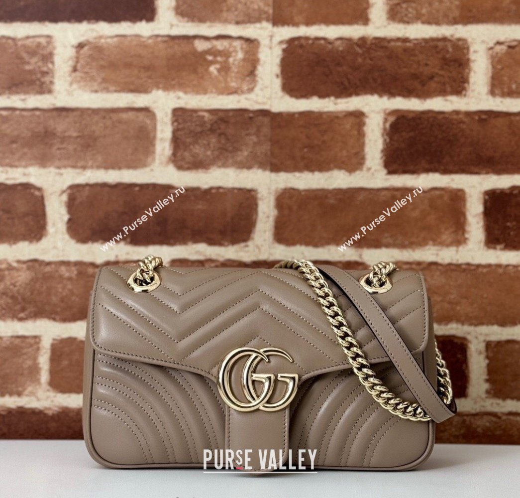 Gucci GG Marmont Matelasse Leather Small Shoulder Bag 443497 Taupe Grey 2025 (DLH-250630051)
