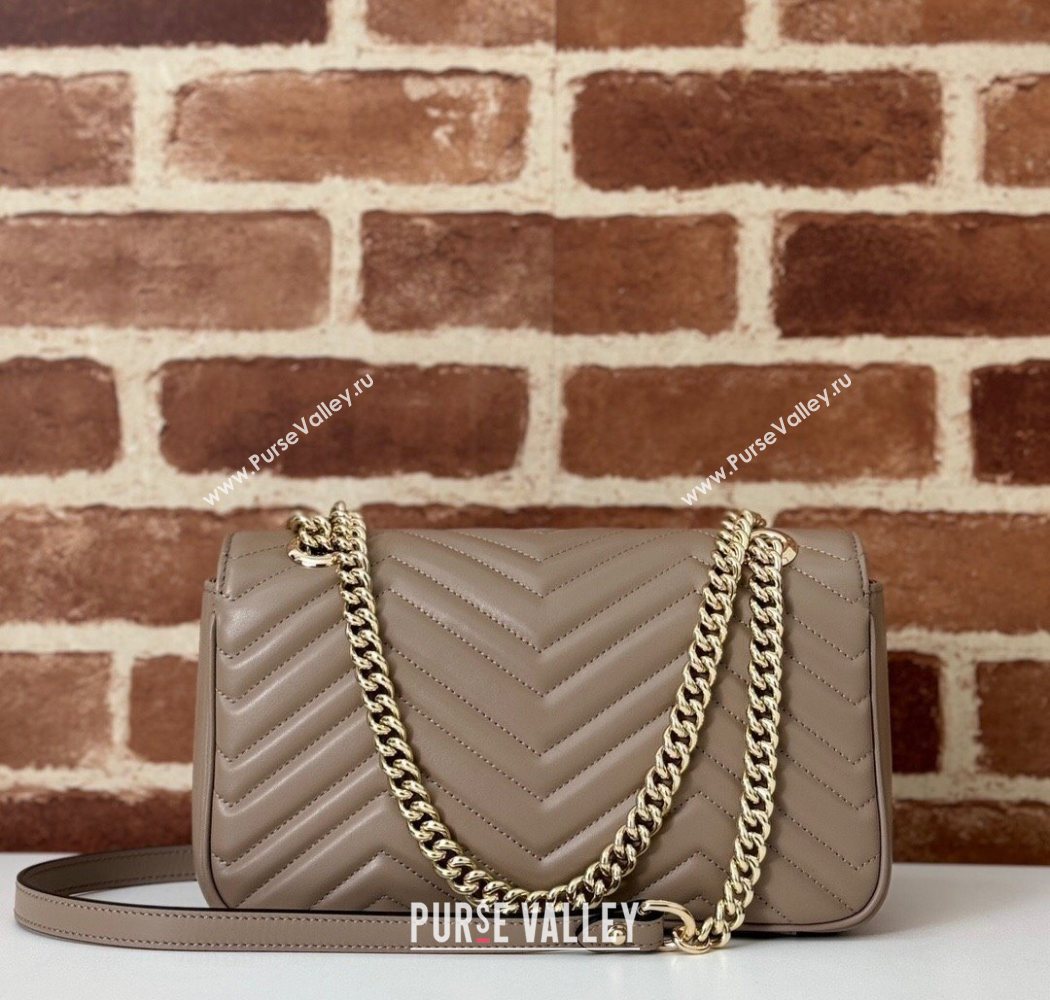 Gucci GG Marmont Matelasse Leather Small Shoulder Bag 443497 Taupe Grey 2025 (DLH-250630051)