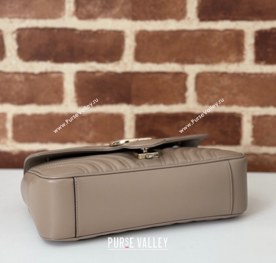 Gucci GG Marmont Matelasse Leather Small Shoulder Bag 443497 Taupe Grey 2025 (DLH-250630051)
